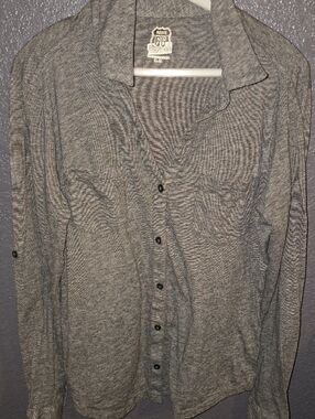 Route 66 Heather Gray Long-Sleeve Button Shirt